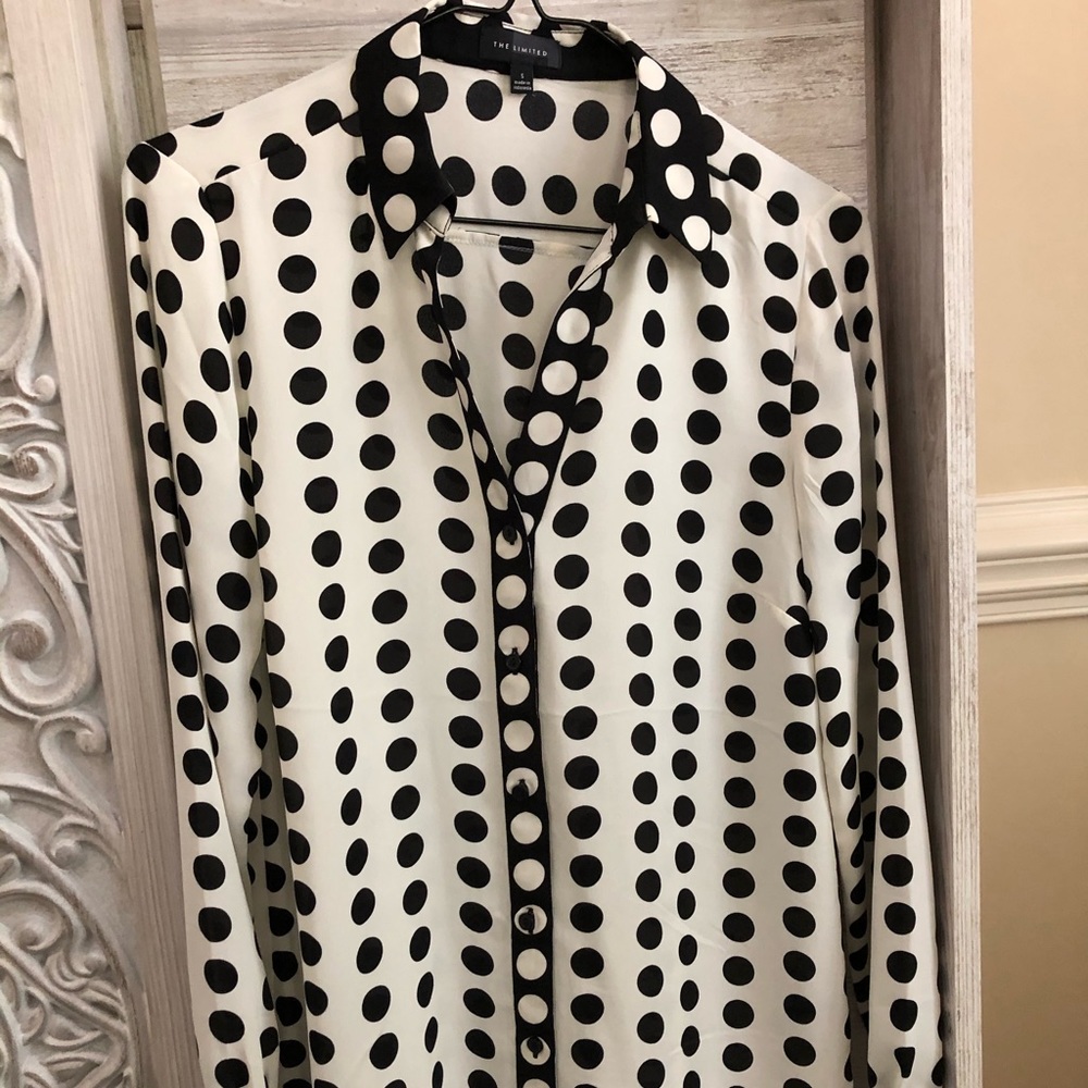 The Limited black/white dot blouse size S